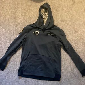 Los Angeles Rams Salute to Service hoodie. Child XL = adult medium. Unisex